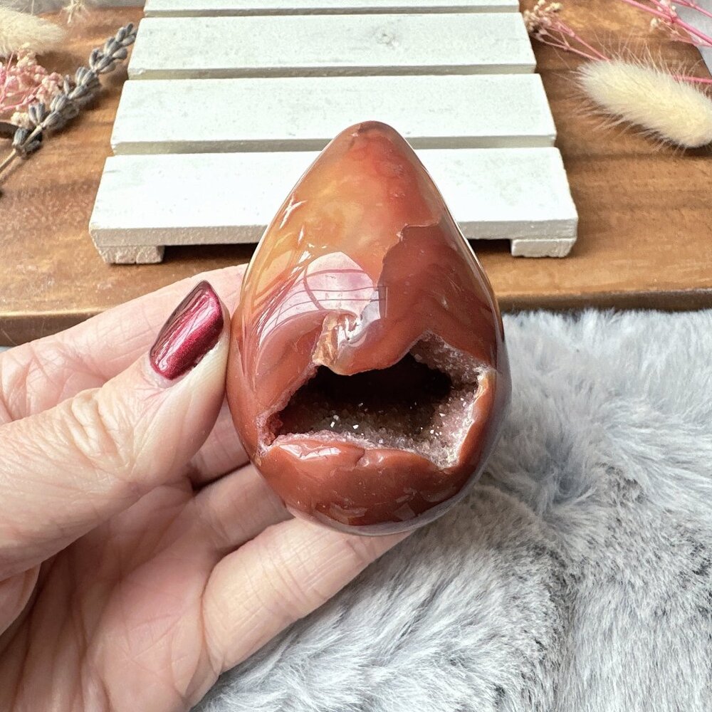 Small Carnelian Druzy Egg